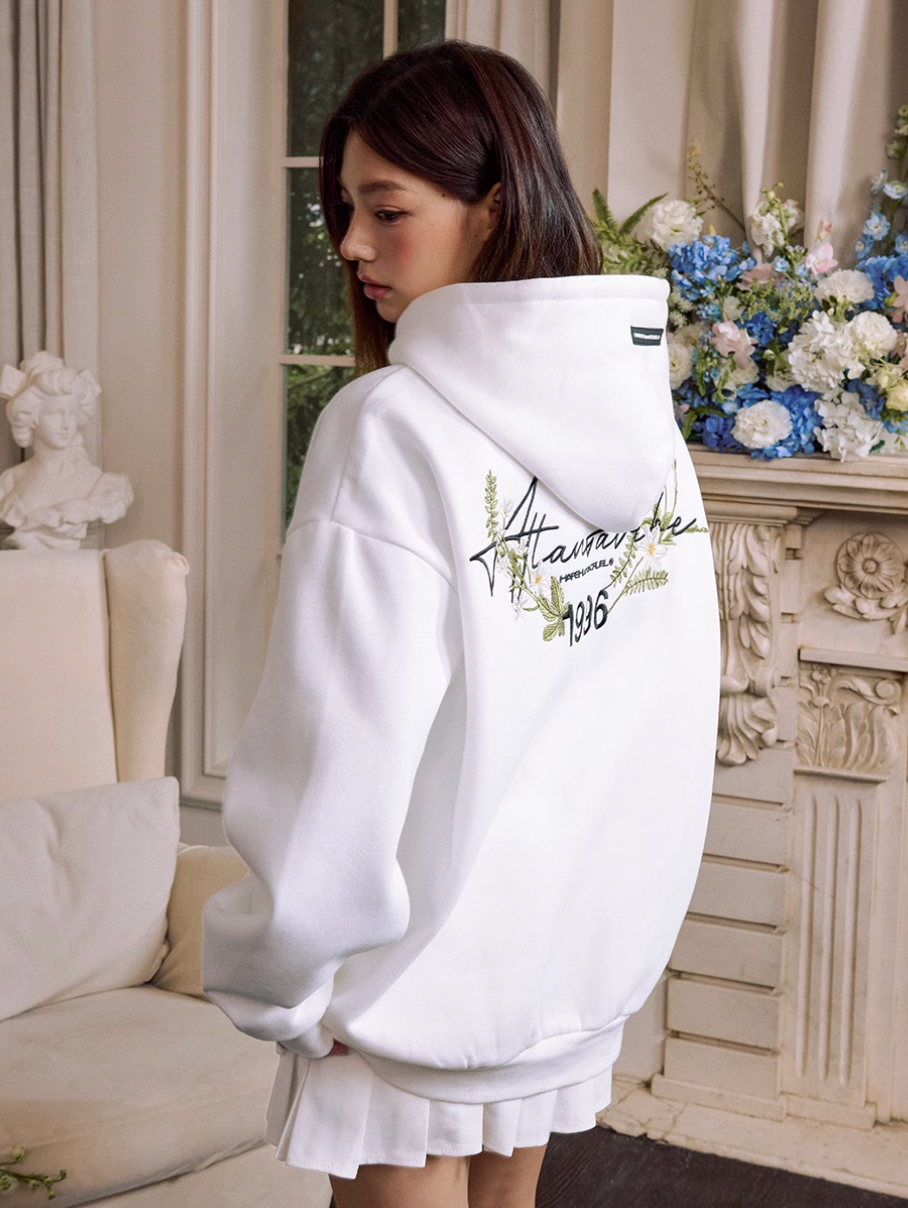 Harsh and Cruel Floral Wreath Embroidered Botanical Hoodie | Face 3 Face