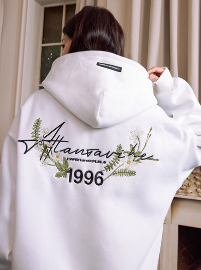 Harsh and Cruel Floral Wreath Embroidered Botanical Hoodie | Face 3 Face