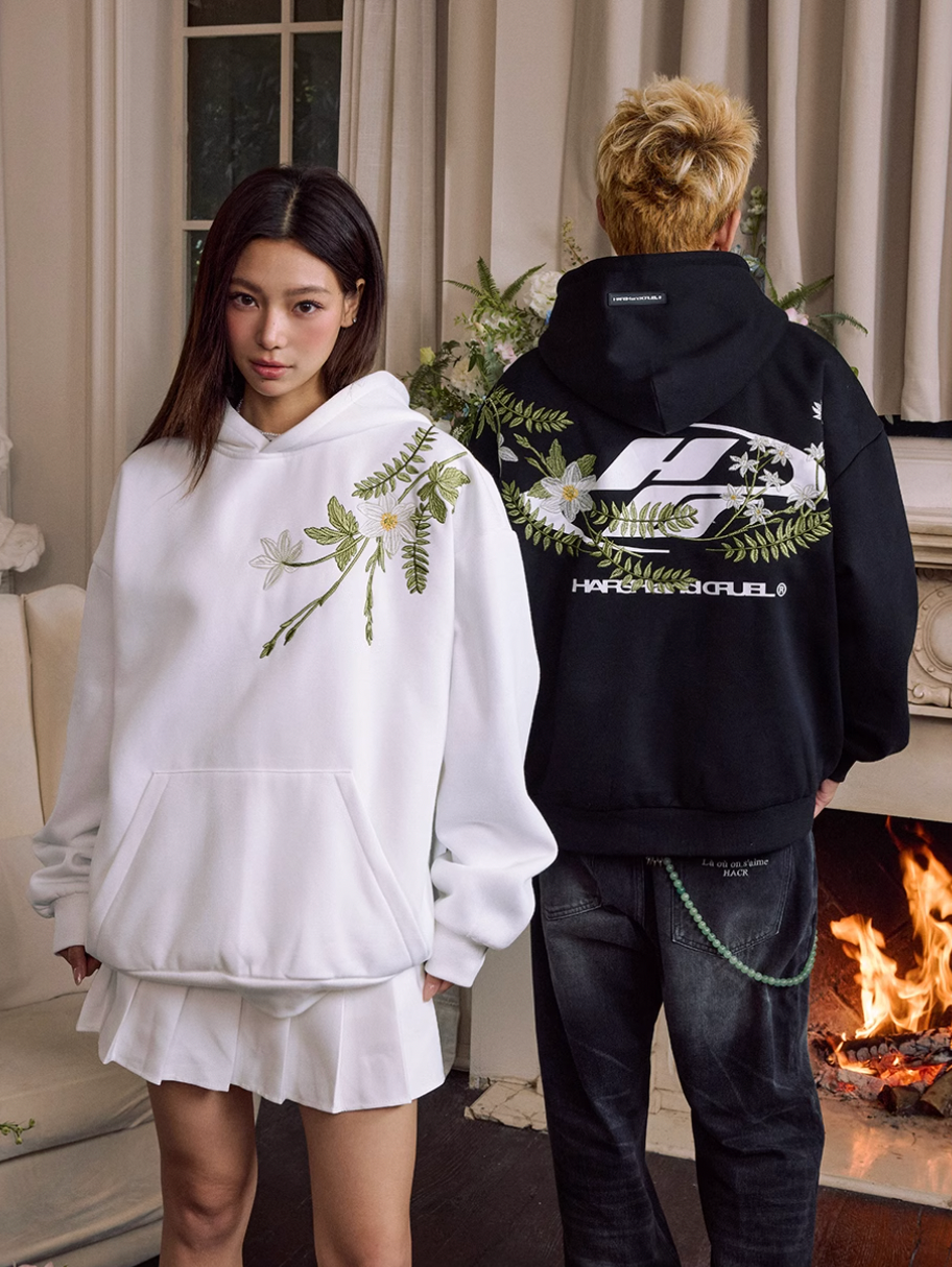 Harsh and Cruel Botanical Darts Logo Floral Embroidered Hoodie | Face 3 Face