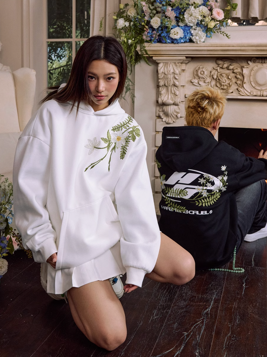 Harsh and Cruel Botanical Darts Logo Floral Embroidered Hoodie | Face 3 Face