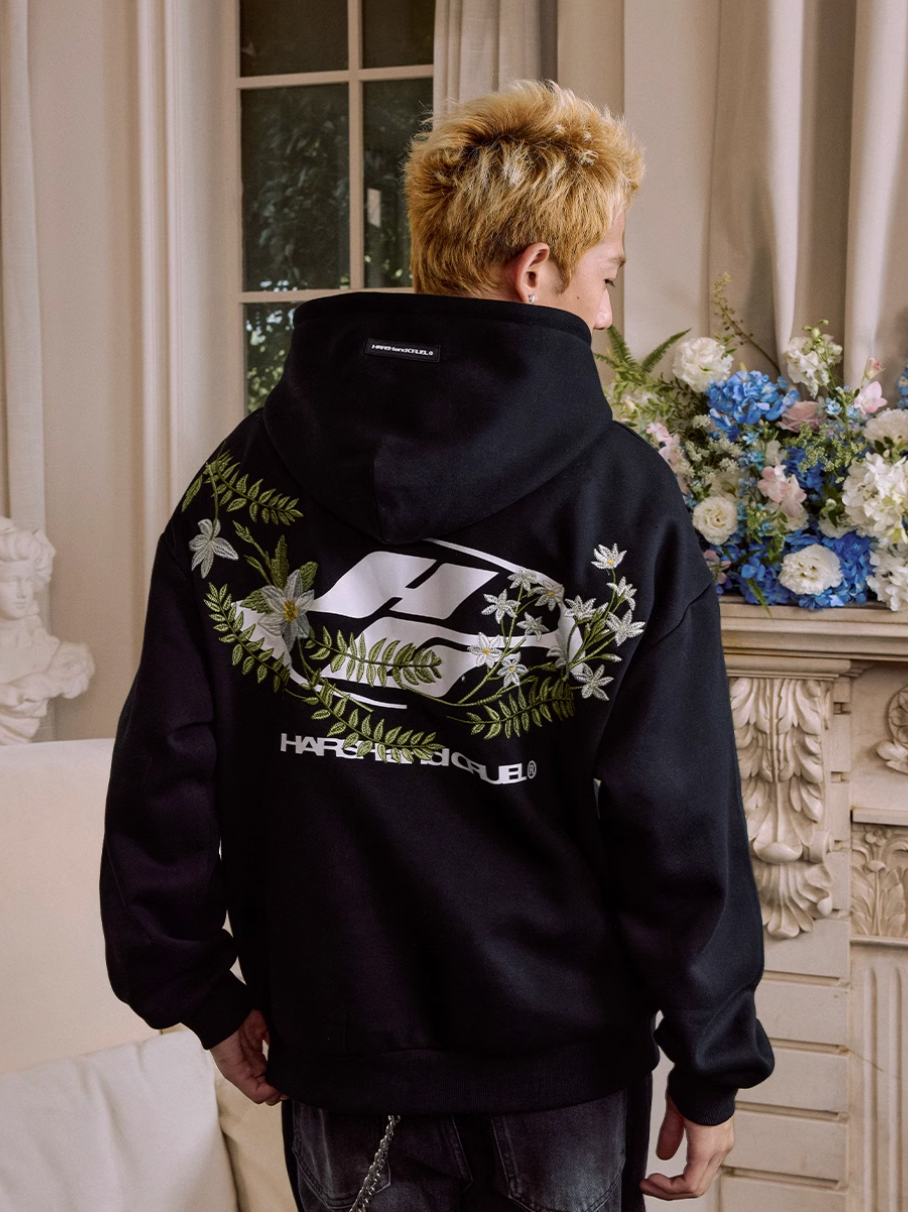 Harsh and Cruel Botanical Darts Logo Floral Embroidered Hoodie | Face 3 Face