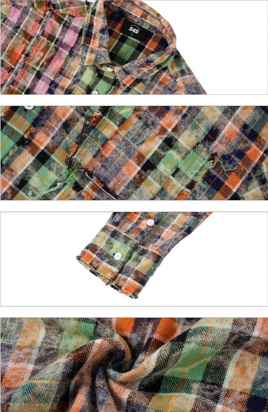 S45 Patchwork Plaid Long Sleeved Shirt | Face 3 Face