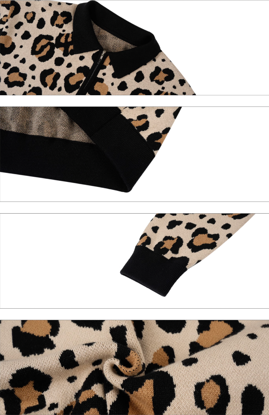 S45 Leopard Jacquard Polo Collar Knit Sweater | Face 3 Face