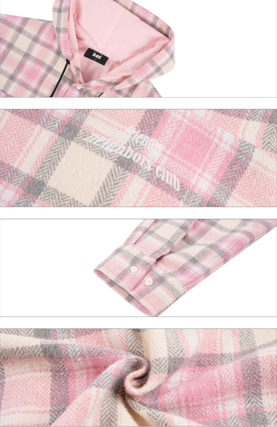 S45 Plaid Multi Pocket Hooded Shirt Jacket | Face 3 Face