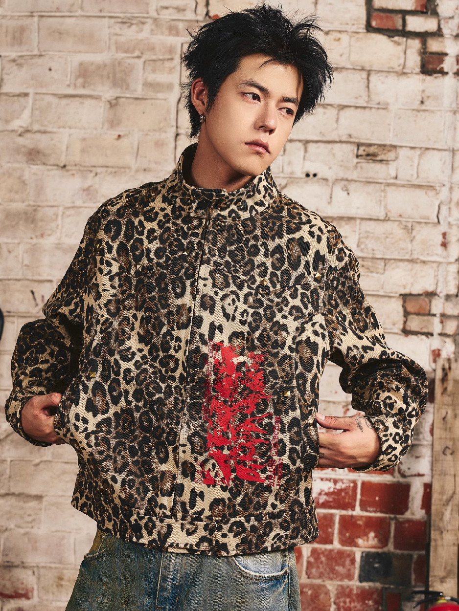 S45 Leopard Print and Embroidery Harrington Jacket | Face 3 Face