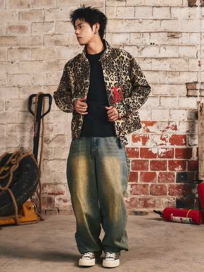 S45 Leopard Print and Embroidery Harrington Jacket | Face 3 Face