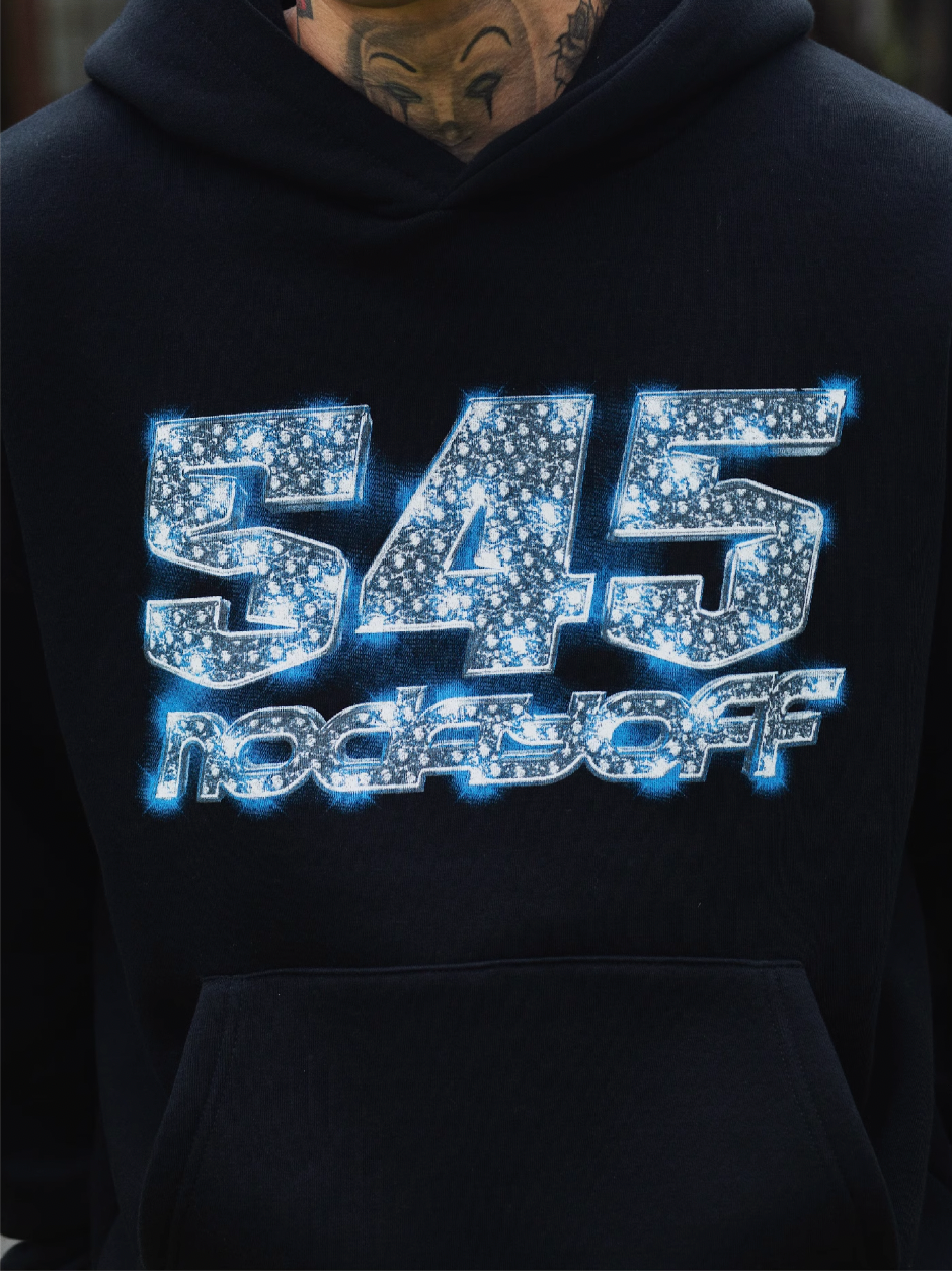S45 Ice Blue Full Diamond Print Logo Hoodie | Face 3 Face
