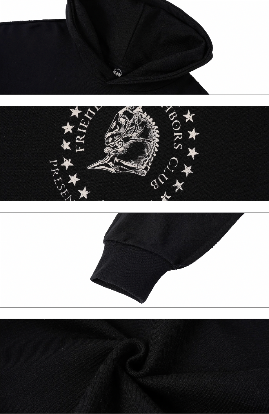 S45 War Horse Medal Stitching Hoodie | Face 3 Face