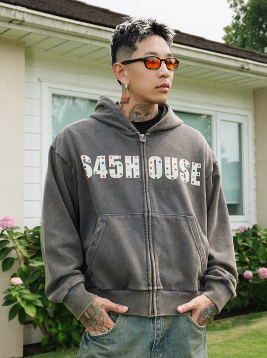 S45 Gemstone Logo Washed Zip Up Hoodie | Face 3 Face