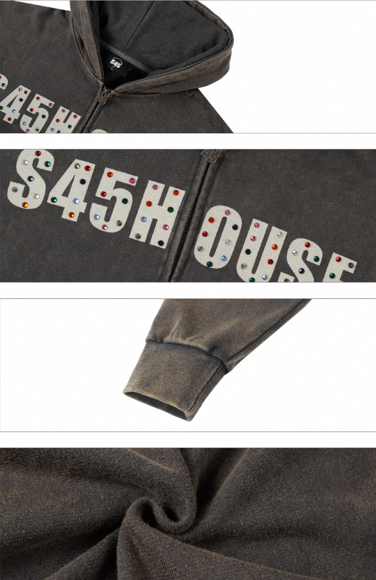 S45 Gemstone Logo Washed Zip Up Hoodie | Face 3 Face