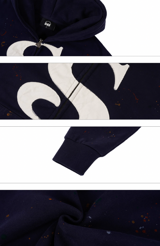 S45 Large S Logo Ink Splash Zip Up Hoodie | Face 3 Face