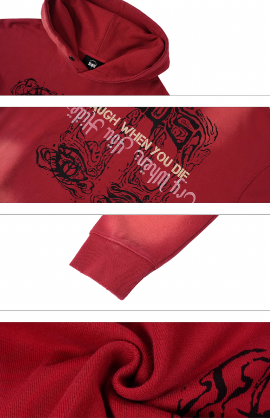 S45 Gradient Washed Tears Girl Print Hoodie | Face 3 Face