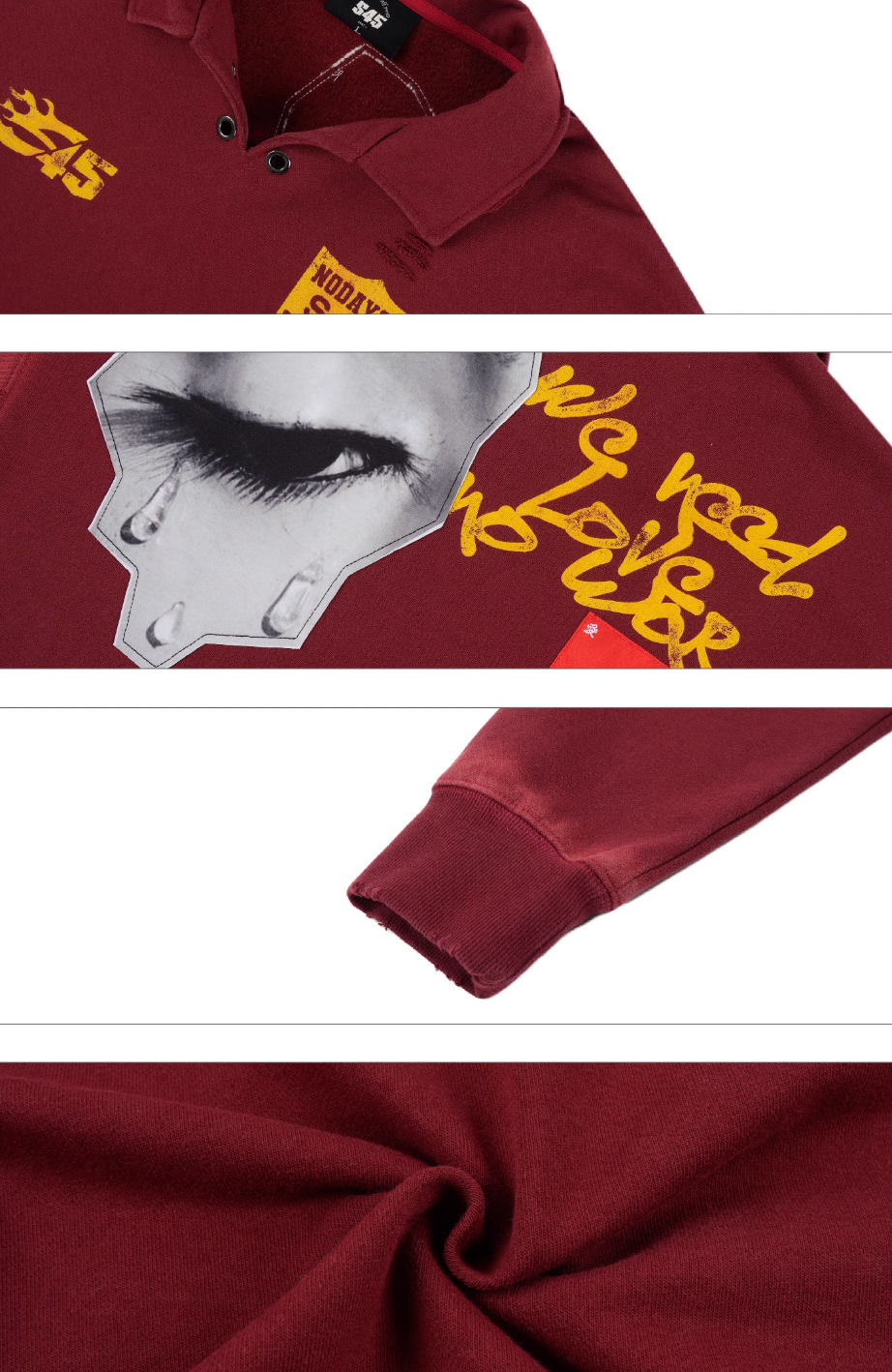 S45 Vintage Lapel Patch Polo Sweatshirt | Face 3 Face