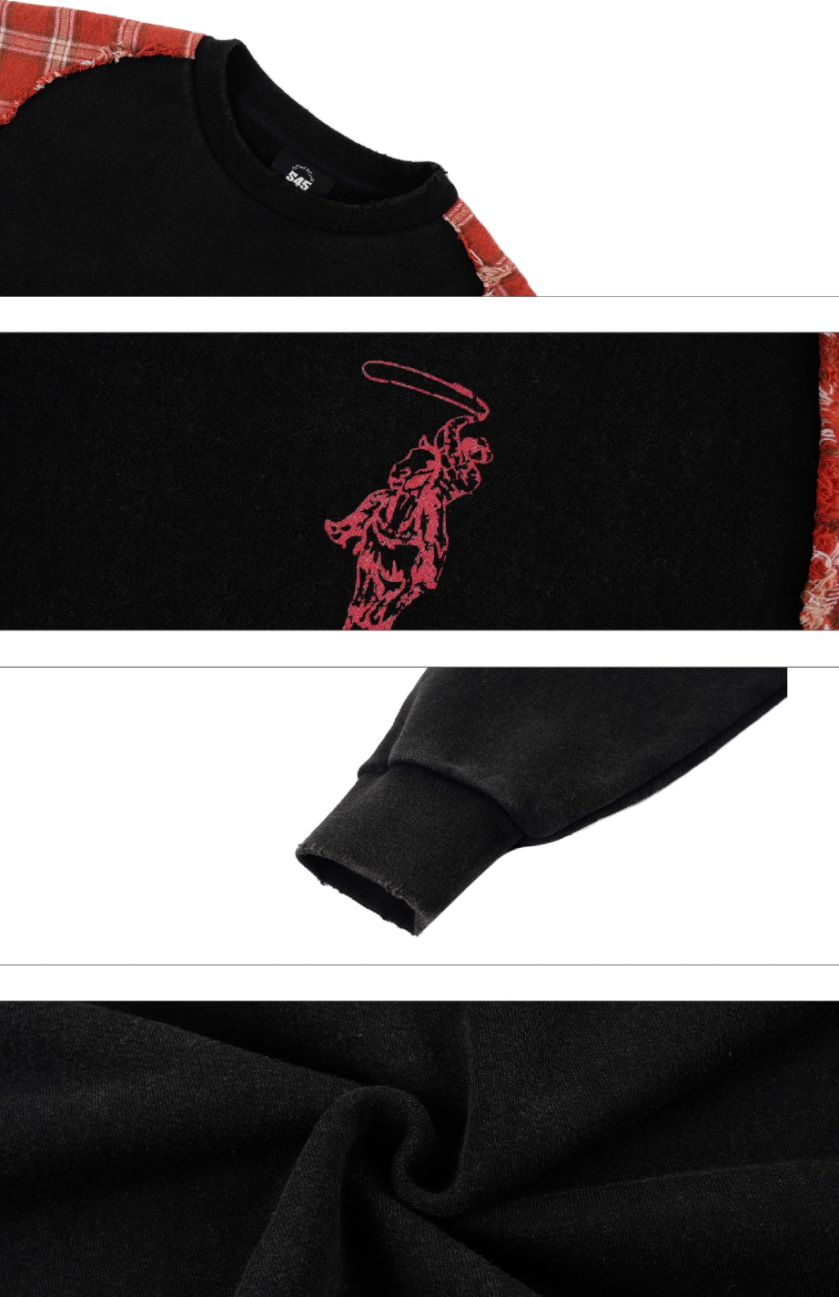 S45 Plaid Destruction Patchwork Sweatshirt | Face 3 Face