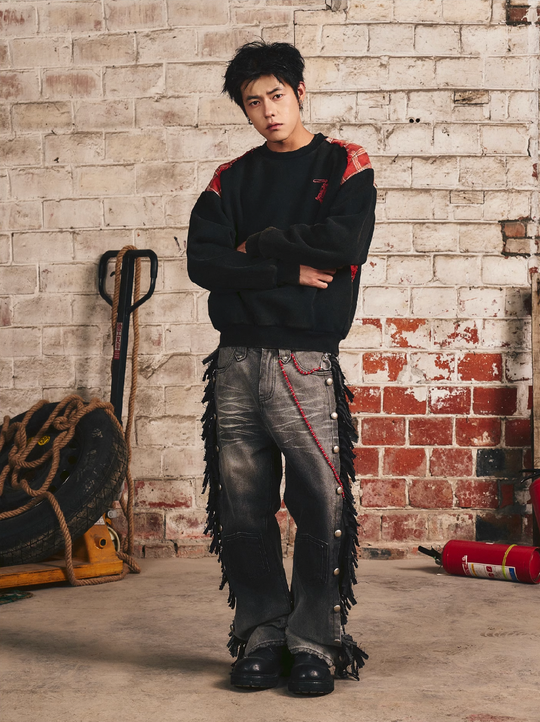 S45 Plaid Destruction Patchwork Sweatshirt | Face 3 Face