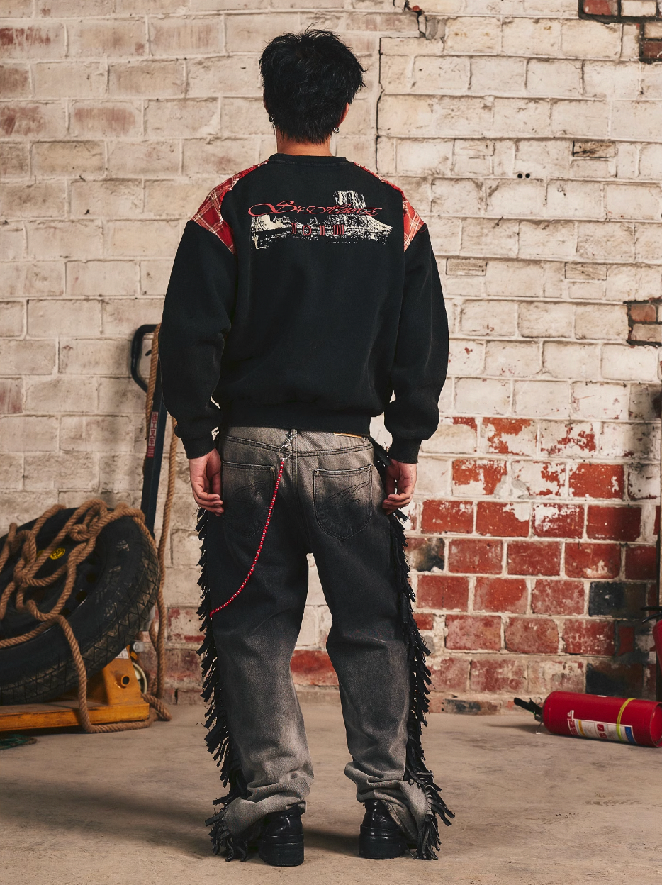 S45 Plaid Destruction Patchwork Sweatshirt | Face 3 Face