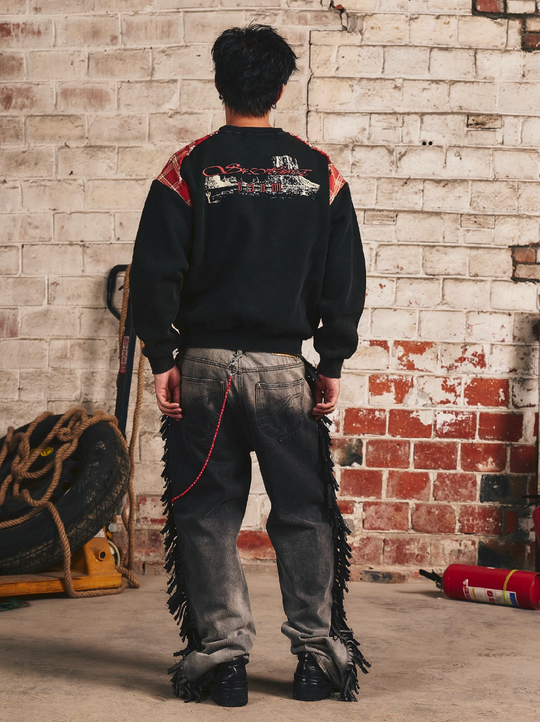 S45 Plaid Destruction Patchwork Sweatshirt | Face 3 Face