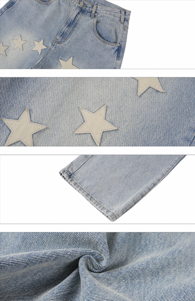 S45 Star Patch Washed Jeans | Face 3 Face