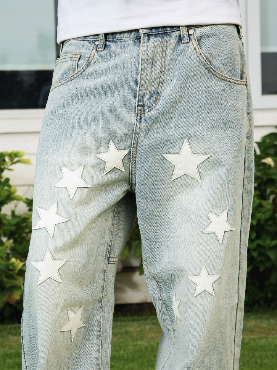 S45 Star Patch Washed Jeans | Face 3 Face