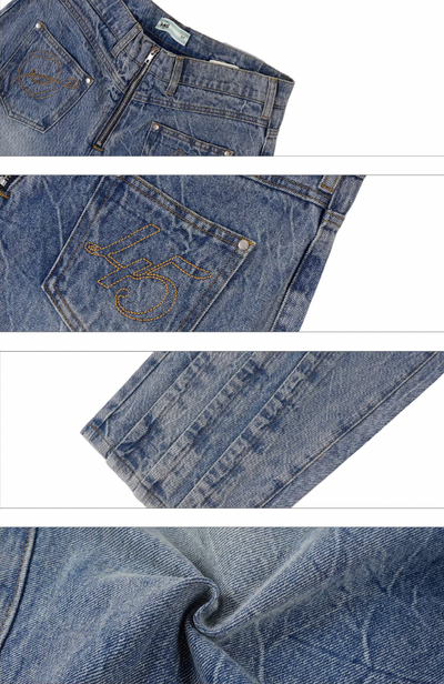 S45 Washed Vintage Stitching Baggy Jeans | Face 3 Face