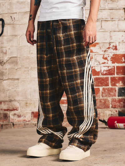 S45 Bar Stripes Plaid Baggy Pants | Face 3 Face