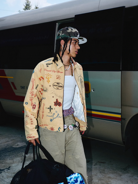 STEEPC Multi Full Print Vintage Work Jacket | Face 3 Face