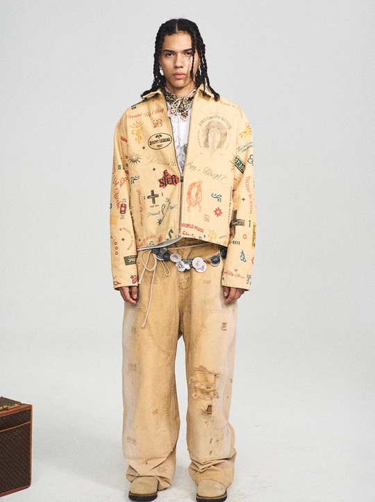 STEEPC Multi Full Print Vintage Work Jacket | Face 3 Face