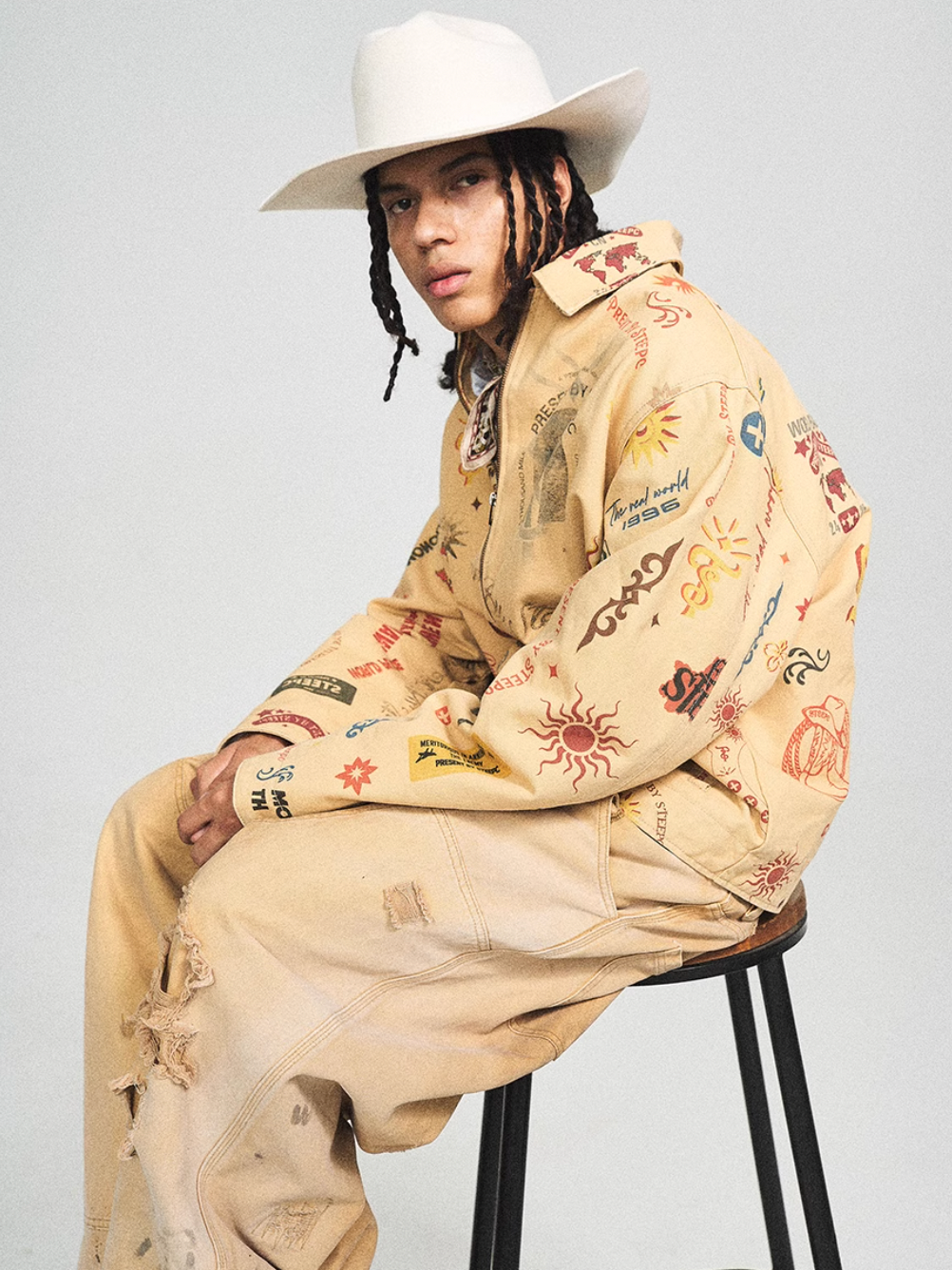 STEEPC Multi Full Print Vintage Work Jacket | Face 3 Face