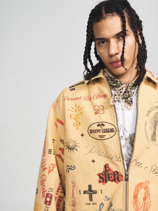 STEEPC Multi Full Print Vintage Work Jacket | Face 3 Face