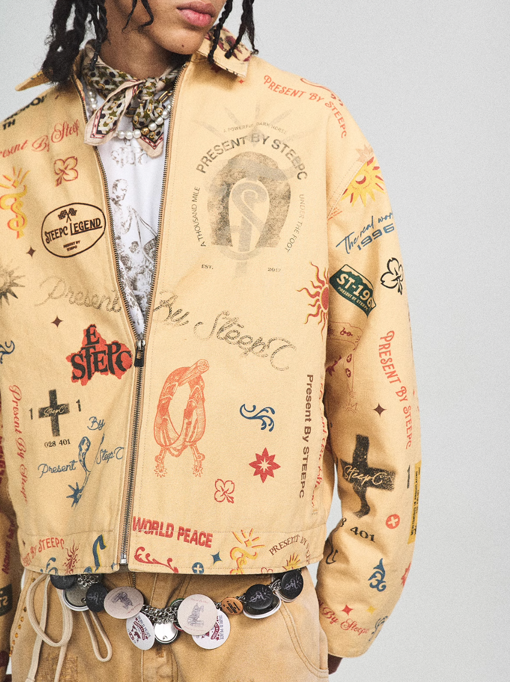 STEEPC Multi Full Print Vintage Work Jacket | Face 3 Face