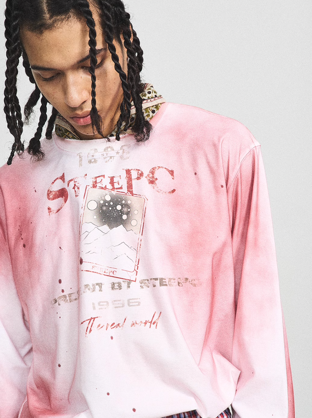 STEEPC Spray Dye Aged Print Long Sleeve Tee | Face 3 Face