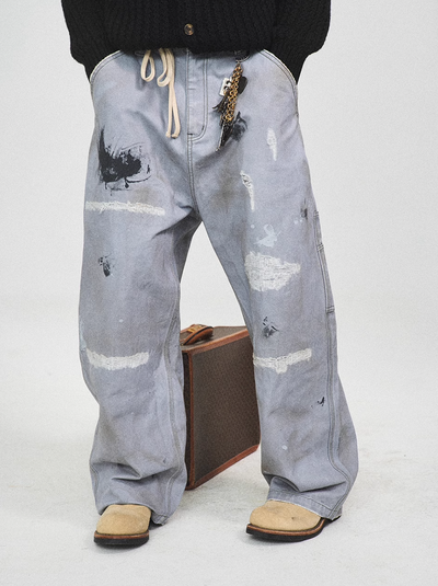 STEEPC Dyed Old Hole Dirty Work Baggy Pants | Face 3 Face