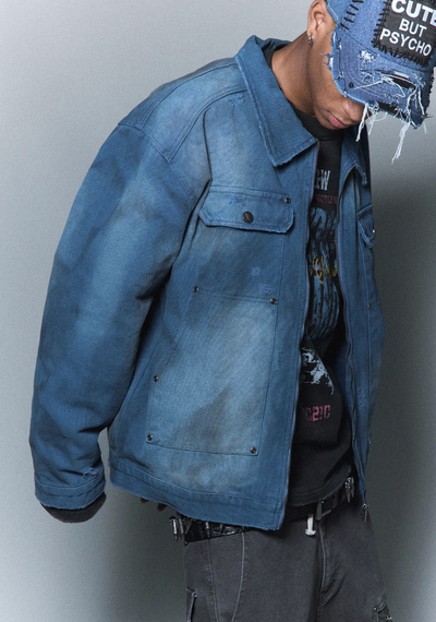 ANTIDOTE Spray Stained Studded Crash Work Jacket | Face 3 Face