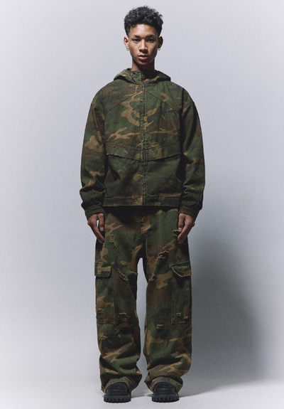 ANTIDOTE Camouflage Damage Hooded Work Jacket | Face 3 Face