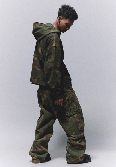 ANTIDOTE Camouflage Damage Hooded Work Jacket | Face 3 Face