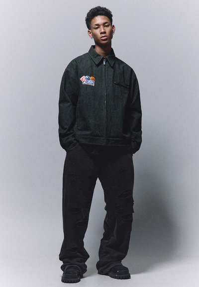 ANTIDOTE Badge Embroidery Lapel Detroit Work Jacket | Face 3 Face