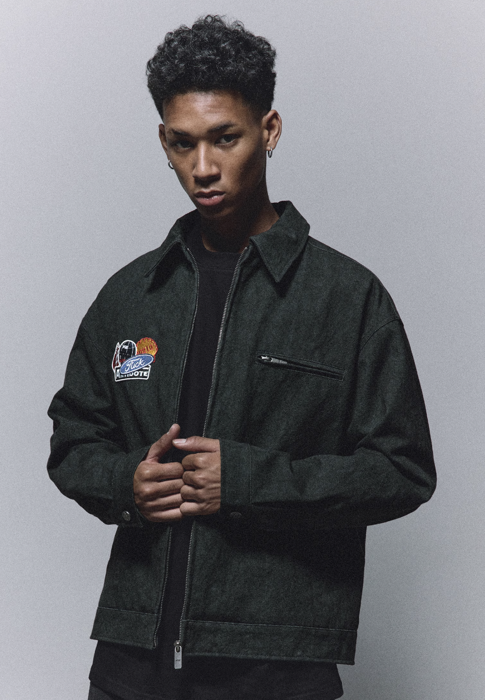 ANTIDOTE Badge Embroidery Lapel Detroit Work Jacket | Face 3 Face