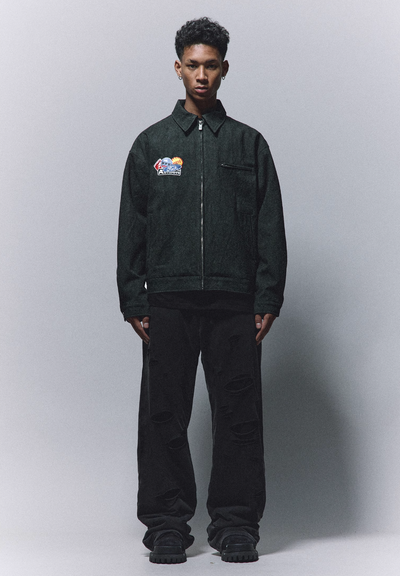 ANTIDOTE Badge Embroidery Lapel Detroit Work Jacket | Face 3 Face