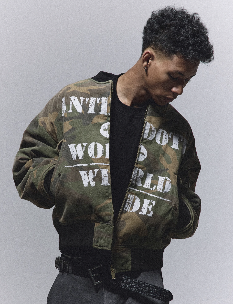 ANTIDOTE Reversible Camouflage Painted MA-1 Padded Bomber Jacket | Face 3 Face