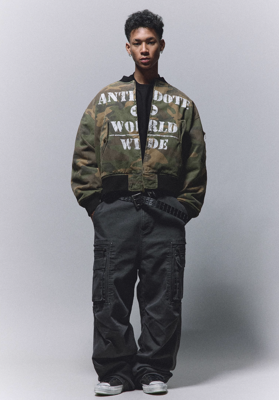 ANTIDOTE Reversible Camouflage Painted MA-1 Padded Bomber Jacket | Face 3 Face