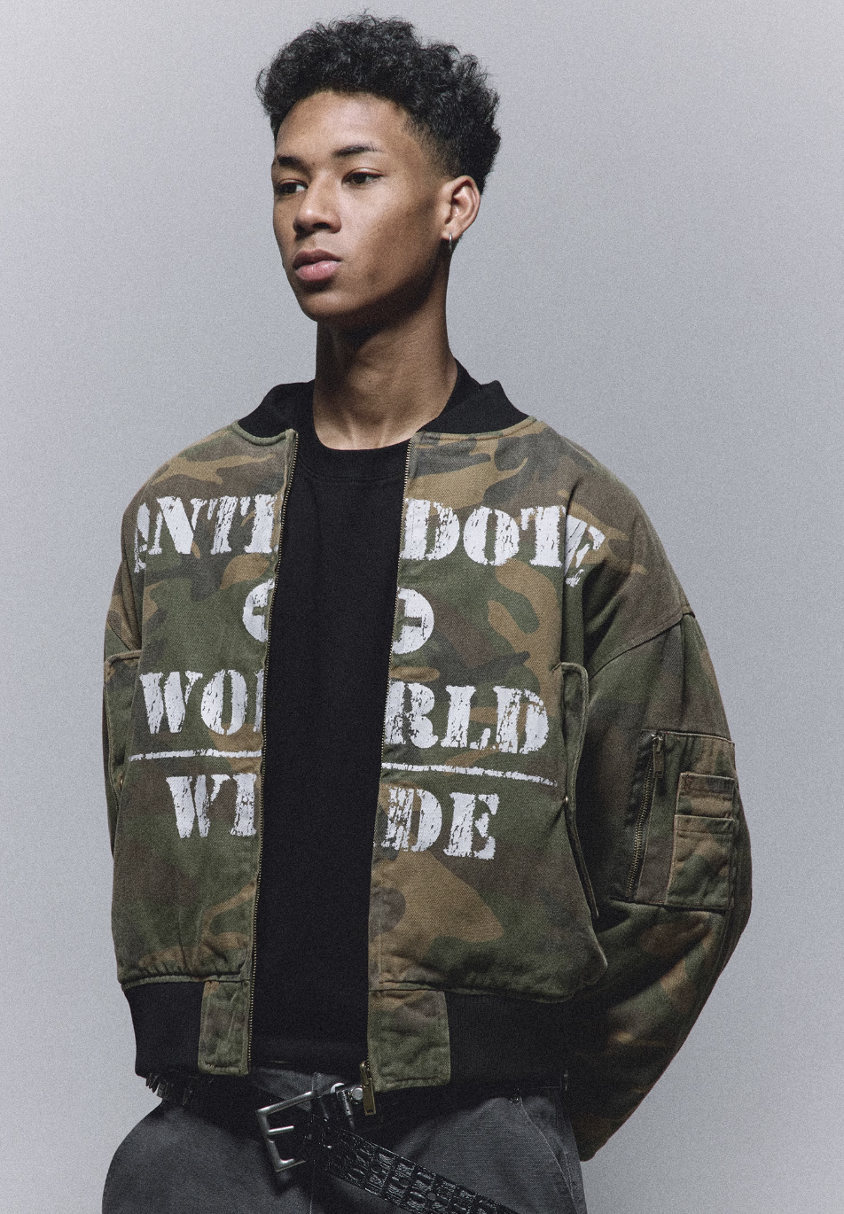 ANTIDOTE Reversible Camouflage Painted MA-1 Padded Bomber Jacket | Face 3 Face