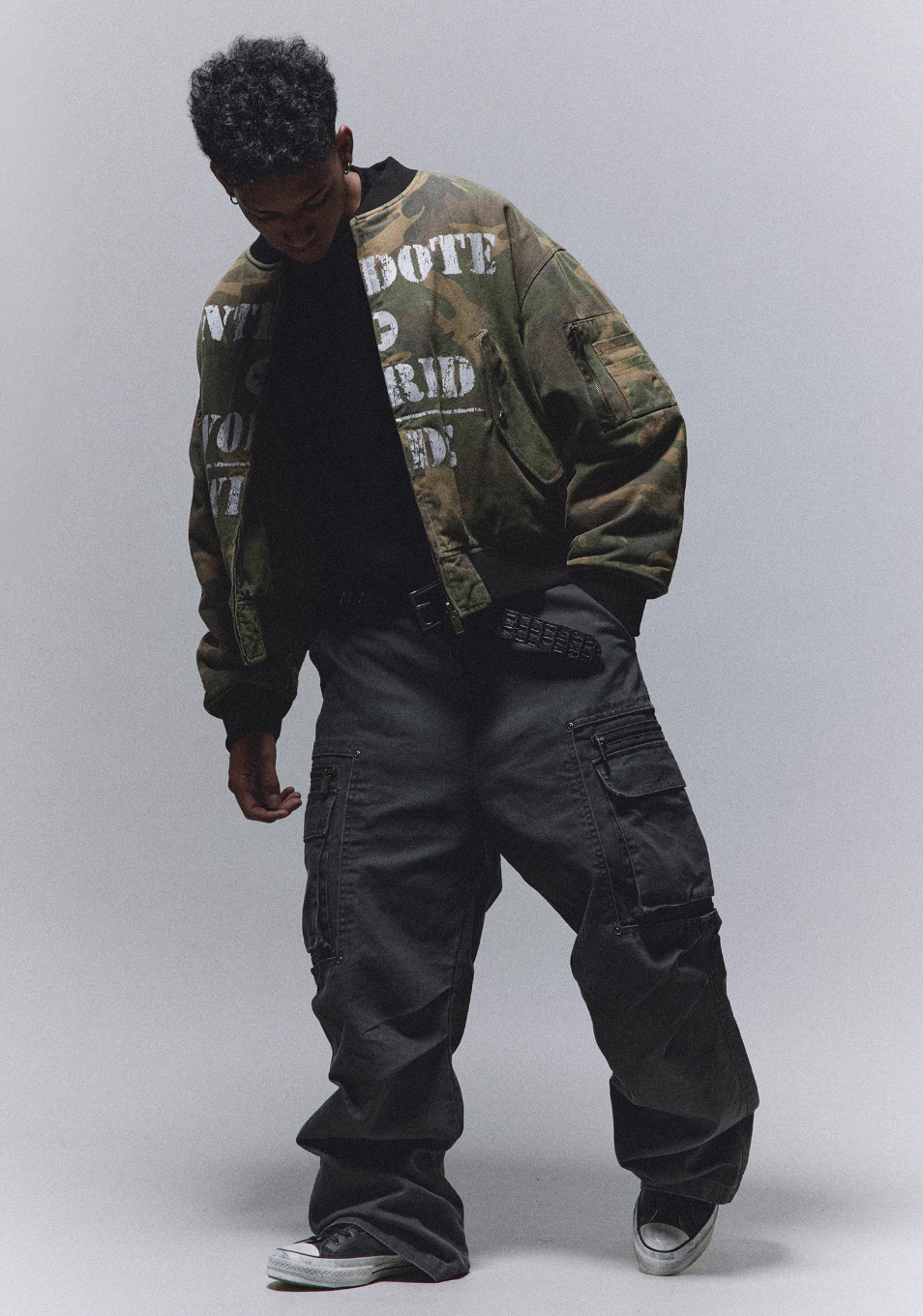 ANTIDOTE Reversible Camouflage Painted MA-1 Padded Bomber Jacket | Face 3 Face