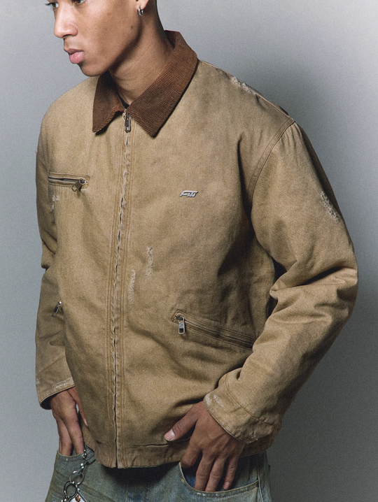 ANTIDOTE Washed Patchwork Embroidered Detroit Work Jacket | Face 3 Face