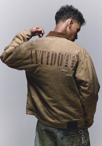 ANTIDOTE Washed Patchwork Embroidered Detroit Work Jacket | Face 3 Face