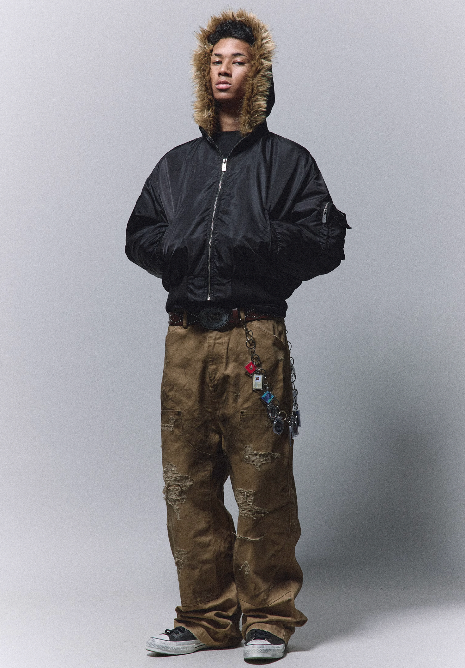 ANTIDOTE Detachable Fur Hooded MA-1 Jacket | Face 3 Face