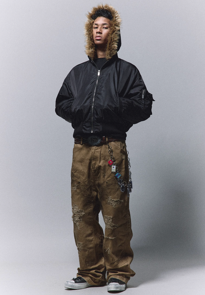 ANTIDOTE Detachable Fur Hooded MA-1 Jacket | Face 3 Face