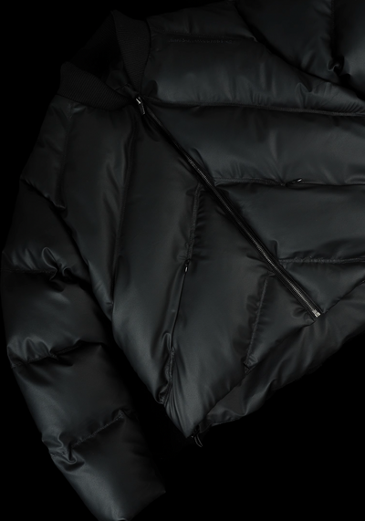 ANTIDOTE Slant Split Studs PU Leather Down Jacket | Face 3 Face