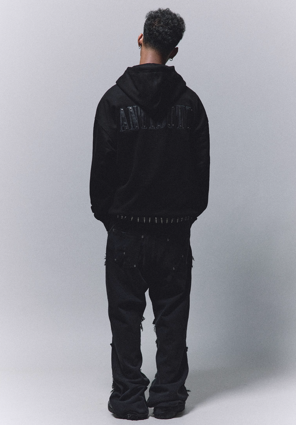 ANTIDOTE Patchwork Leather Embroidered Hoodie | Face 3 Face