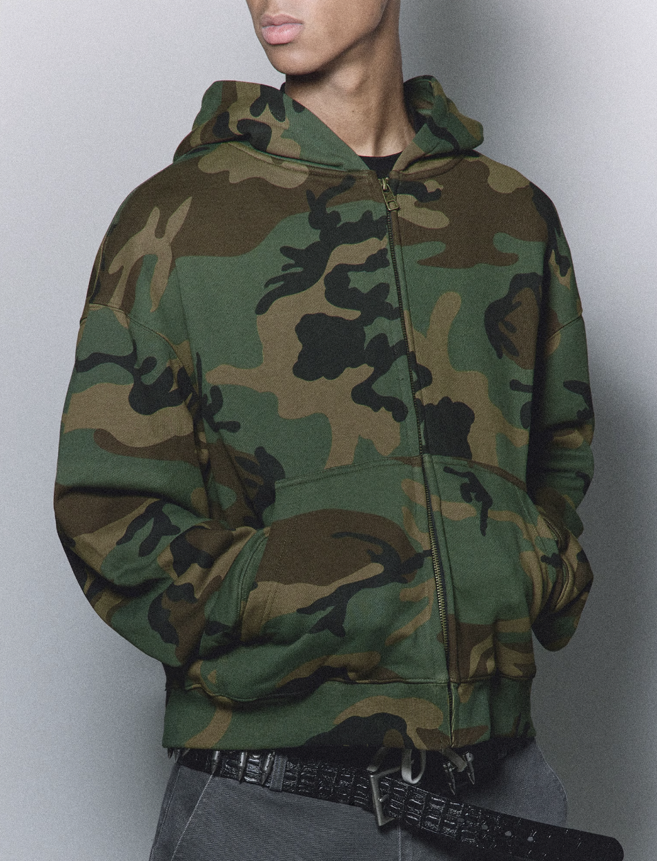 ANTIDOTE Camouflage Printed Zip Up Hoodie | Face 3 Face