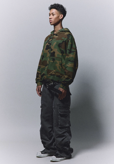 ANTIDOTE Camouflage Printed Zip Up Hoodie | Face 3 Face